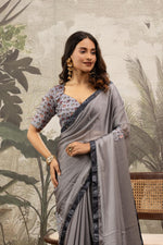 Elegant Grey Georgette Silk Saree with Embroidery sedoracouture