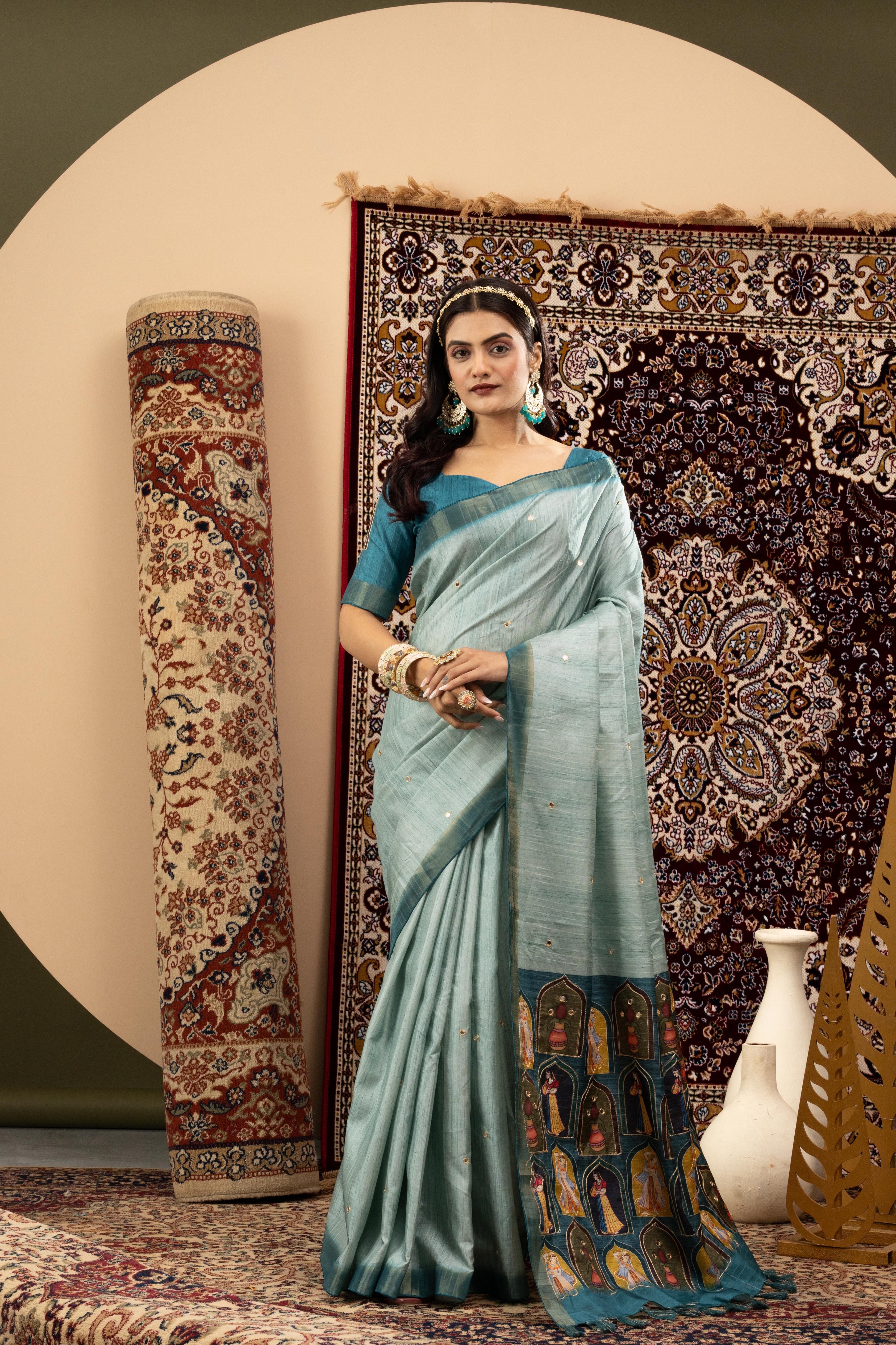 Elegant Rama Handloom Silk Saree