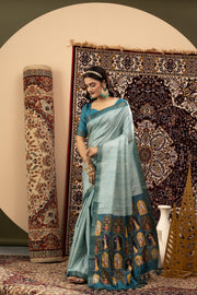 Elegant Rama Handloom Silk Saree