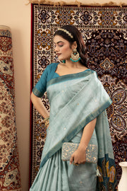 Elegant Rama Handloom Silk Saree