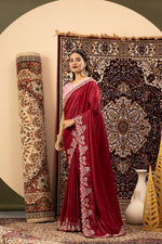 Maroon Sparkle Georgette Saree with Pink Blouse sedoracouture