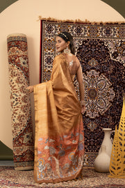 Mustard Handloom Silk with Digital Print