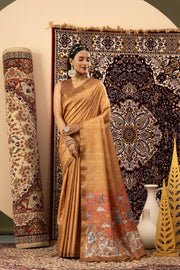 Mustard Handloom Silk with Digital Print
