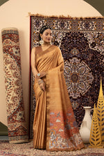 Mustard Handloom Silk with Digital Print sedoracouture