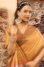Mustard Handloom Silk with Digital Print sedoracouture
