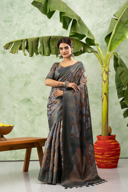 Graceful Grey Jacquard Saree with Design