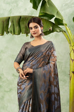 Grey Jacquard Printed Saree with Design sedoracouture