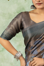 Grey Jacquard Printed Saree with Design sedoracouture