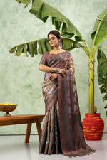 Printed Grey Jacquard Saree with Rich Pallu sedoracouture