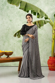 Chic Chiffon Digital Printed Saree with Border