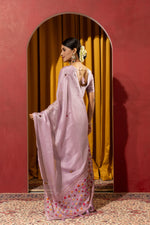 Regal Purple Crystal Crush Kashmiri Saree sedoracouture