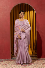 Regal Purple Crystal Crush Kashmiri Saree sedoracouture