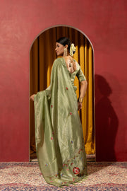 Graceful Green Saree with Kashmiri Detailing