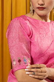 Traditional Pink Saree with Kashmiri Touch