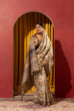 Lemon Collom Silk Saree with Hand Knotwork sedoracouture