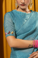 Dyed Kashmiri Handwork on Blue Silk sedoracouture