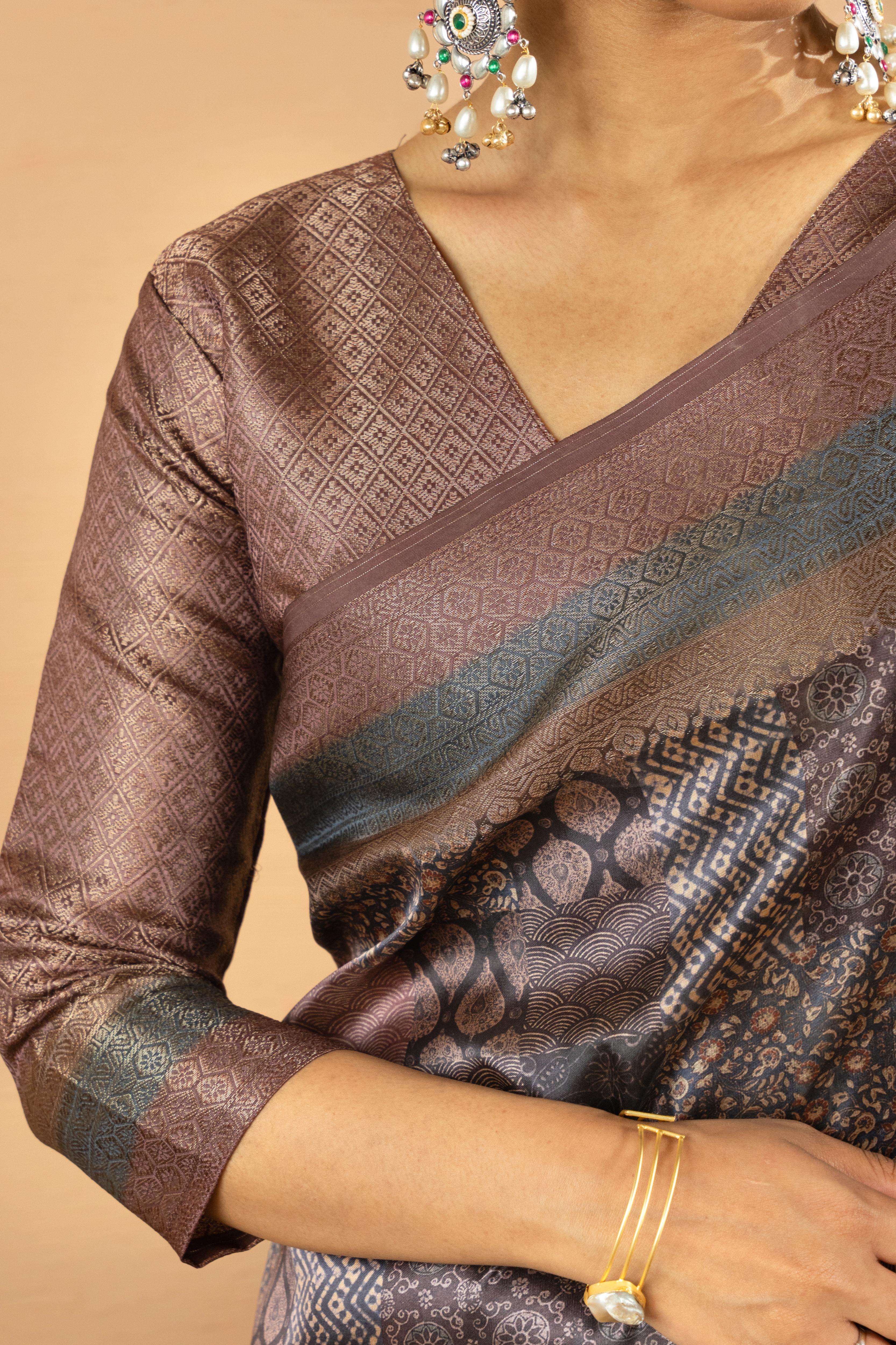 Premium Brown Saree with Jacquard Pallu and Border