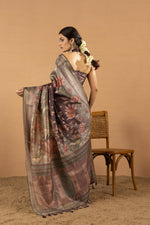 Sophisticated Wine Diya Silk with Jacquard sedoracouture