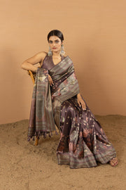 Sophisticated Wine Diya Silk with Jacquard