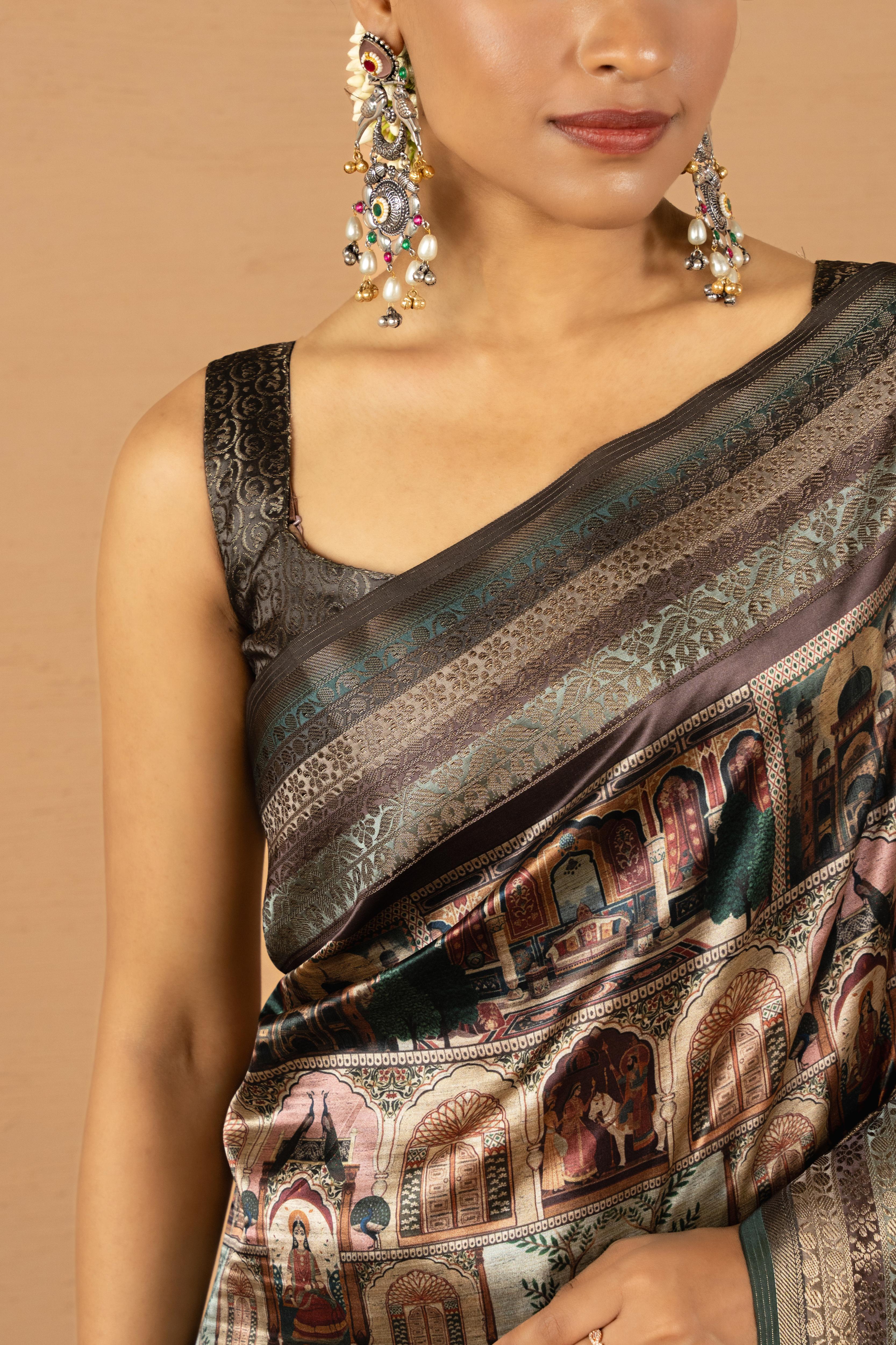 Regal Grey Diya Silk with Jacquard Border