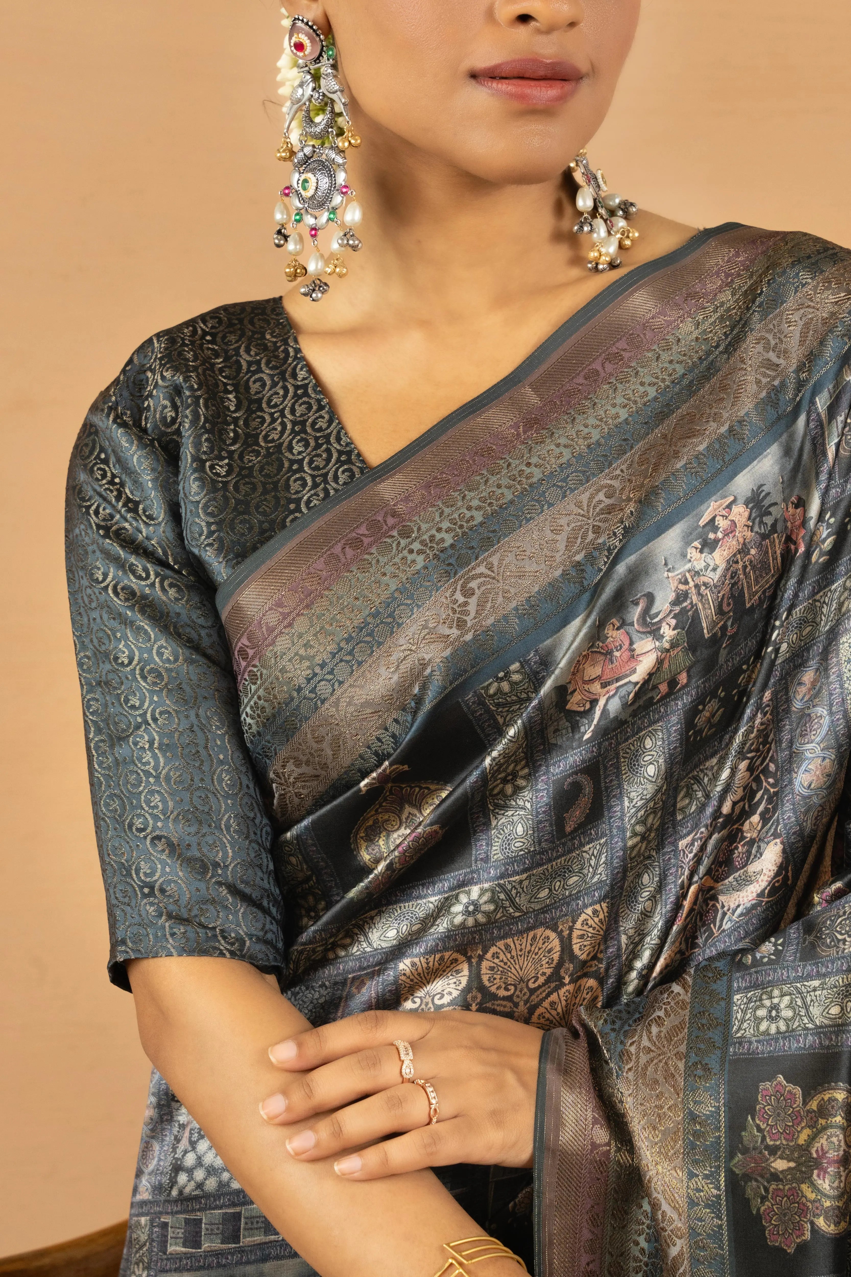 Timeless Grey Diya Silk Saree with Jacquard Border sedoracouture