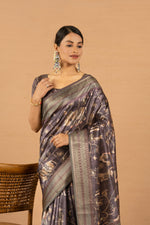 Timeless Dark Grey Diya Silk Saree sedoracouture