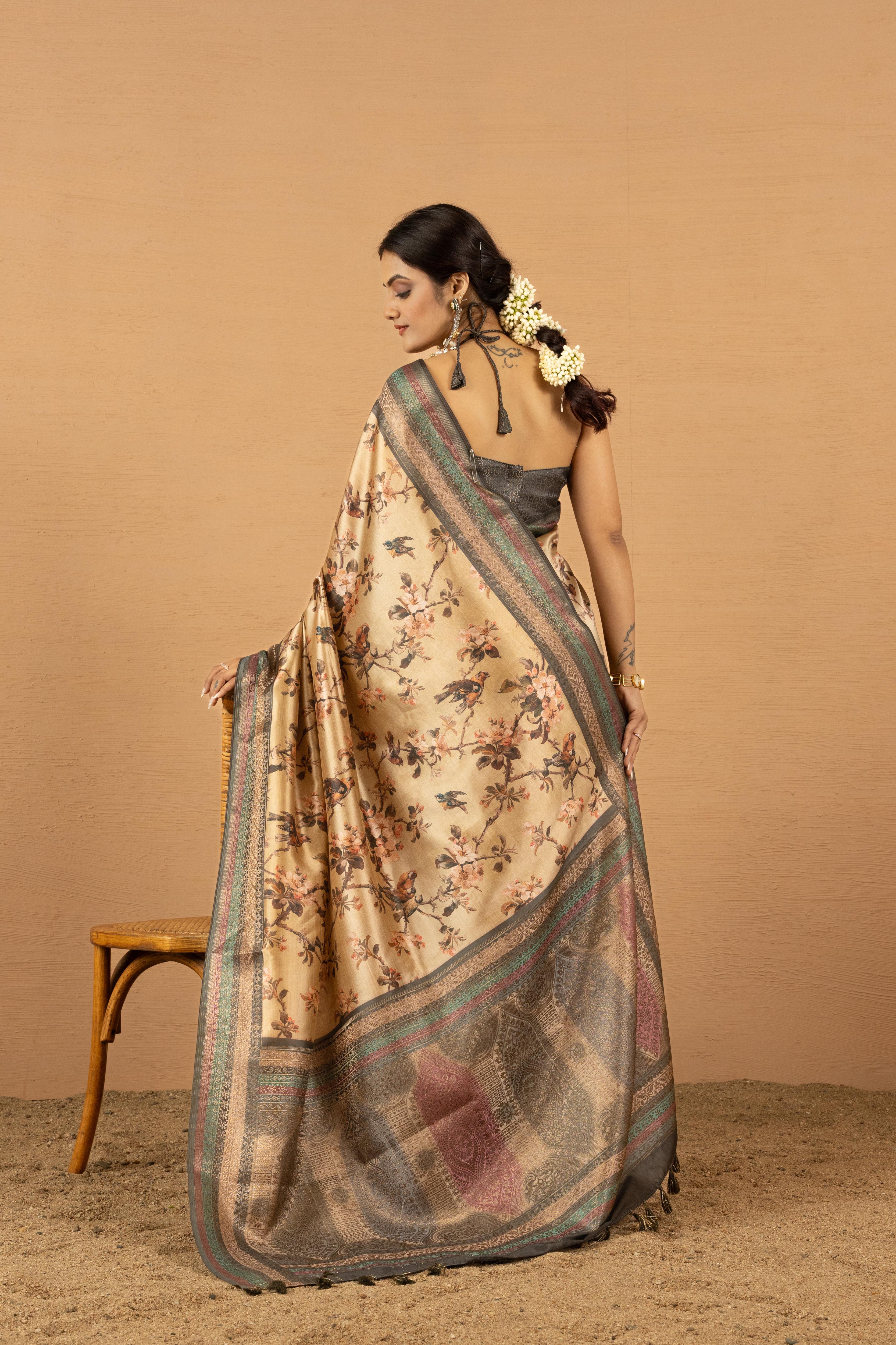 Sophisticated Orange Diya Silk with Jacquard