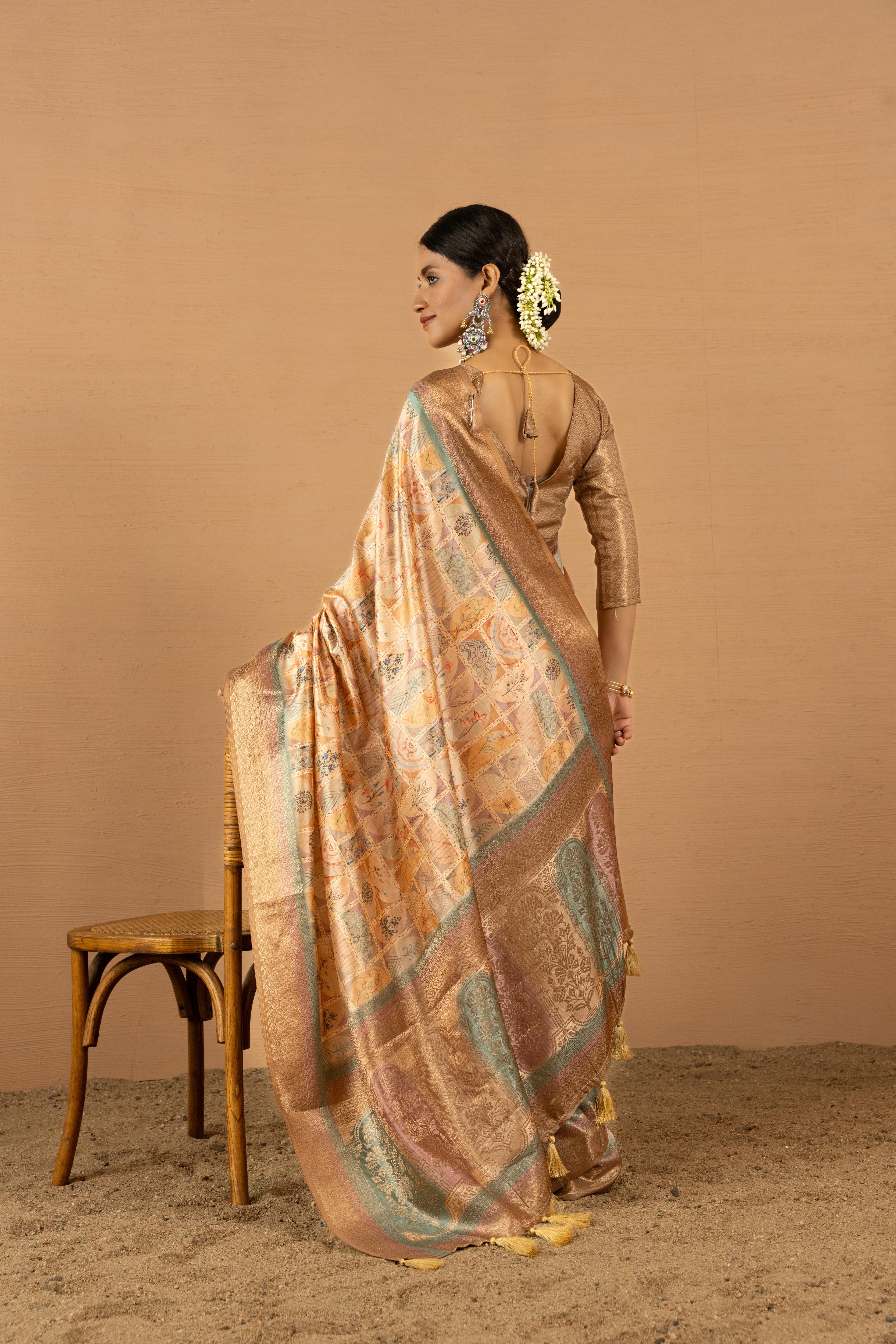 Richly Designed Chiku Saree with Jacquard Border