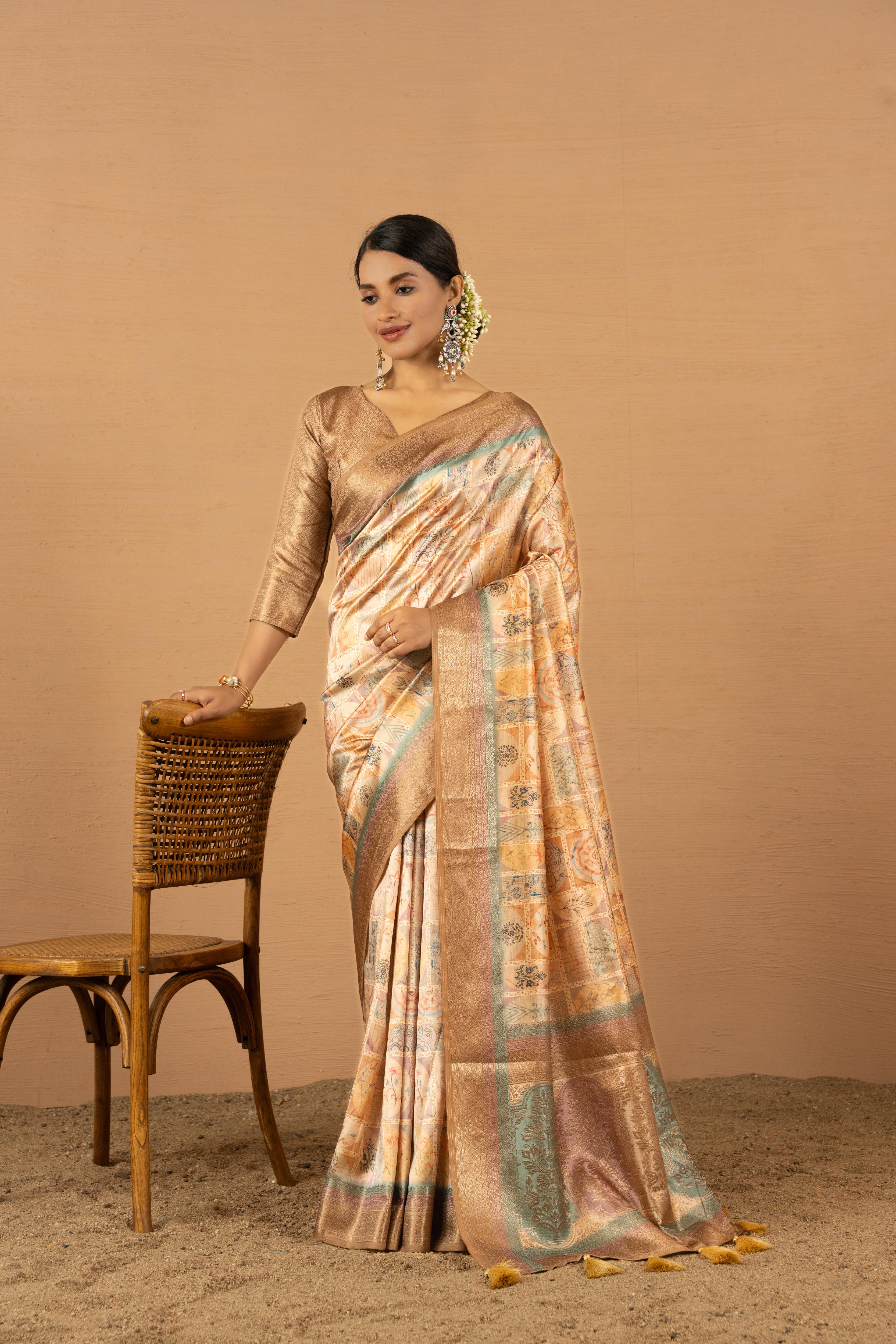 Richly Designed Chiku Saree with Jacquard Border