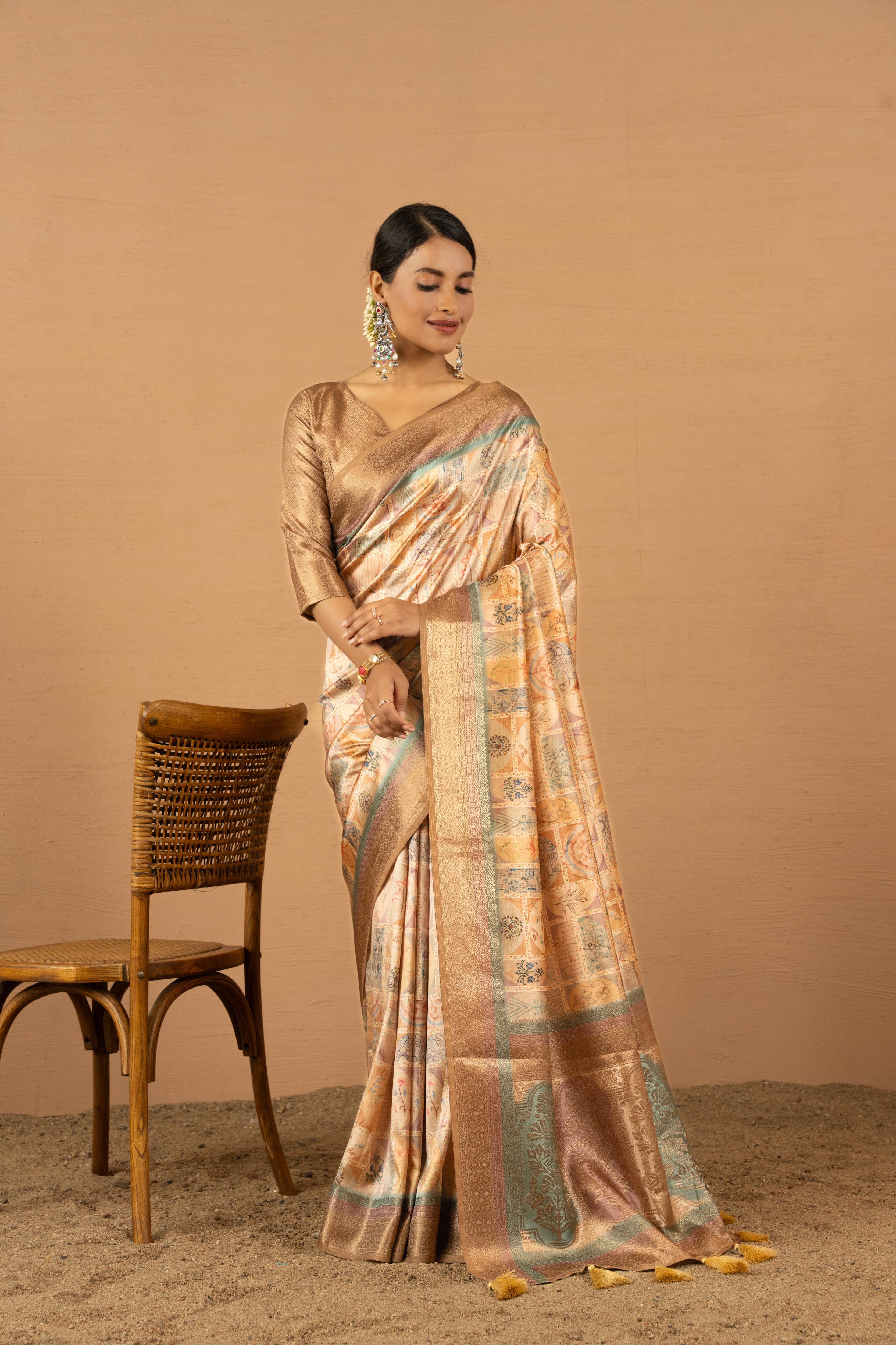 Richly Designed Chiku Saree with Jacquard Border sedoracouture