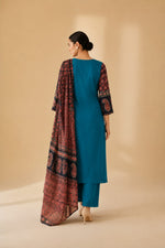 Blue Cotton Ajrak print Kurta Set sedoracouture