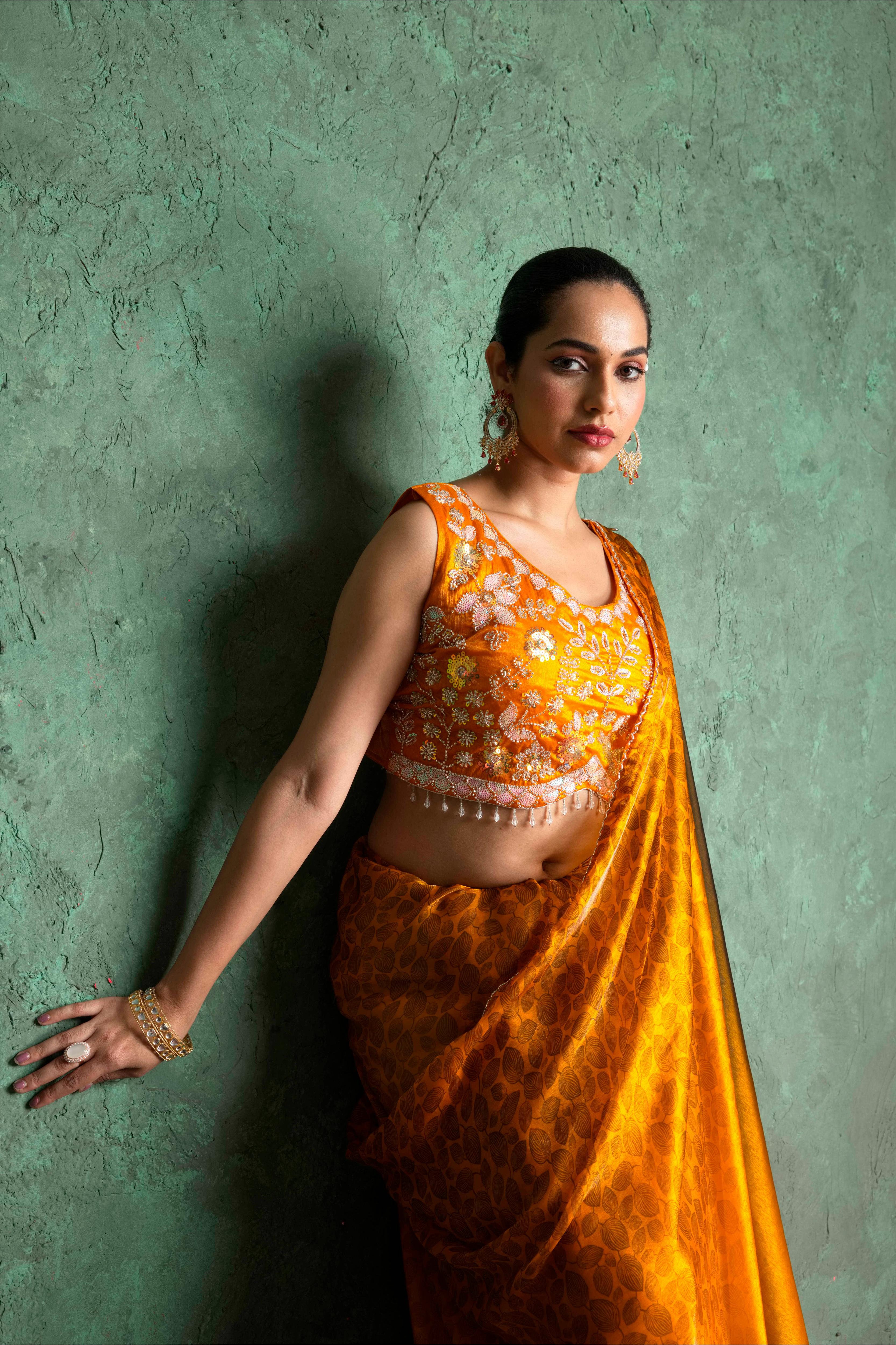 Sophisticated Mustard Saree with Fine Embroidery