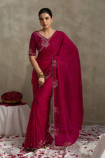 Maroon NC Moss Saree with Jarkhan Embroidery sedoracouture