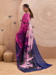 Pink Georgette Floral Printed Saree