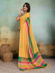 Yellow Jacquard Geometrical Printed Saree