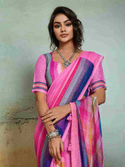 Pink Jacquard Geometrical Printed Saree
