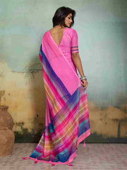 Pink Jacquard Geometrical Printed Saree