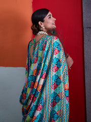 Multi-Colour Cotton Crepe Geometrical Printed Saree