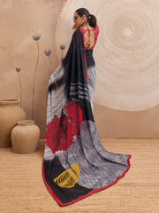 White Georgette Floral Printed Saree
