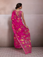 Pink Georgette Floral Printed Saree