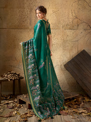 Bottel Green Georgette Floral Printed Saree