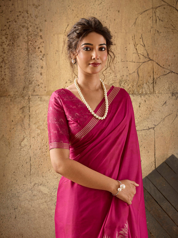 Pink Georgette Floral Printed Saree sedora couture