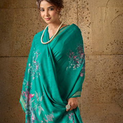 Green Georgette Floral Printed Saree sedora couture