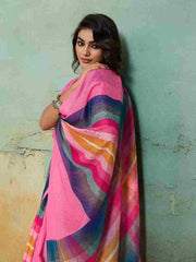 Pink Jacquard Geometrical Printed Saree