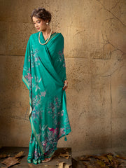 Green Georgette Floral Printed Saree