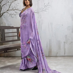 Purple Georgette Floral Printed Saree sedora couture