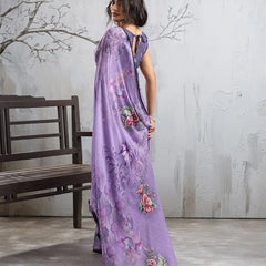 Purple Georgette Floral Printed Saree sedora couture
