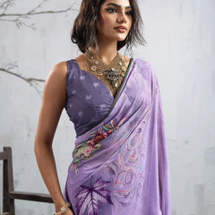 Purple Georgette Floral Printed Saree sedora couture