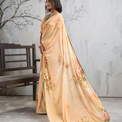 Yellow Georgette Floral Printed Saree sedora couture
