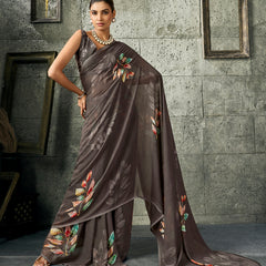 Grey Pure Weightless Floral Printed Saree sedora couture